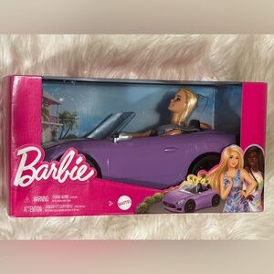 Barbie Doll with Purple Convertible Car NEW